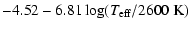$\displaystyle -4.52-6.81\log(T_{{\rm eff}}/2600~\mbox{K})$