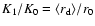 $K_1/K_0=\ensuremath{\langle r_{\rm d}\rangle} /r_0$