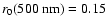 $r_{0}(500~ {\rm nm})=0.15$