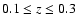$0.1\leq z \leq0.3$