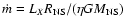 $\dot m=L_{X} R_{\rm NS}/(\eta G M_{\rm
NS})$