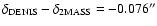 $\delta_{{\rm DENIS}}-\delta_{{\rm 2MASS}}=-0.076''$