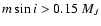 $m \sin i > 0.15~M_{J}$