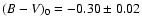 $(B-V)_0=-0.30\pm0.02$