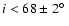 $i<68\pm2\hbox{$^\circ$ }$