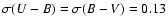$\sigma (U-B)=\sigma (B-V)=0.13$