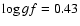 $\log gf=0.43$