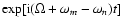 $\exp[{\rm i}(\Omega +\omega_m-\omega_n)t]$