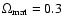 $\Omega_{\rm mat}
= 0.3$