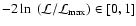 $-2 \ln~({\cal L} /
{\cal L}_{\rm max}) \in [0, 1]$