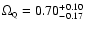 $\Omega_{\rm\scriptscriptstyle Q}= 0.70^{+0.10}_{-0.17}$