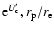 ${\rm e}^{U'_{\rm c}},r_{\rm p}/r_{\rm e}$