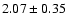 $ 2.07 \pm 0.35$