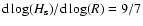 ${\rm d}\log(H_{\rm s})/{\rm d}\log(R)=9/7$