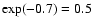 $\exp(-0.7)=0.5$