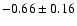 $-0.66\pm0.16 $