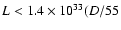 $L < 1.4 \times 10^{33} (D/55$