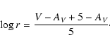\begin{displaymath}\log r = {{V-A_V+5-A_V}\over 5}\cdot
\end{displaymath}