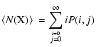 $\displaystyle \hbox{$\left<N({\rm X})\right>$ }= \sum_{\stackrel{i=0}{j=0}}^{\infty}iP(i,j)$