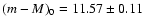$(m-M)_0=11.57\pm0.11$