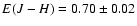 $E(J-H)=0.70\pm 0.02$