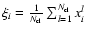 $\xi_i={1\over
N_{\rm cl}}\sum_{l=1}^{N_{\rm cl}}x^l_i$
