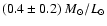 $(0.4\pm 0.2)\ M_{\odot}/L_{\odot}$