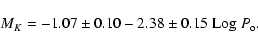 \begin{displaymath}
M_{K} = -1.07\pm 0.10 - 2.38\pm0.15~{\rm Log}~P_{\rm o}.
\end{displaymath}