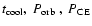 $t_{{\rm cool}},~\mbox{$P_{\rm orb}$ },~P_{{\rm CE}}$