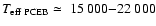 $T_{{\rm eff~PCEB}}\simeq~15~000{-}22~000$