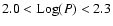 $2.0<{\rm Log}(P)<2.3$