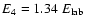 $E_4 = 1.34~E_{\rm lab}$