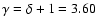 $\gamma=\delta+1=3.60$