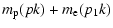 $\displaystyle m_{\rm p}(pk)+m_{\rm e}(p_1k)$
