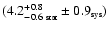 $(4.2^{+0.8}_{-0.6~{\mbox{\tiny stat}}} \pm 0.9_{\mbox{\tiny sys}})$
