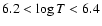 $6.2 < \log T < 6.4$