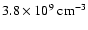 $3.8\times 10^9~ \mbox{cm}^{-3}$