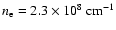$n_{\rm e}=2.3\times 10^8 \mbox{ cm}^{-1}$