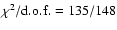 $\chi ^2/{\rm d.o.f.}=135/148$