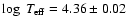 $\log~T_{\rm
eff}=4.36\pm 0.02$