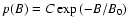 $p(B) = C \exp{ (-B/B_0)}$