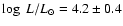 $\log ~L/L_{\odot}=4.2\pm0.4$