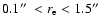 $0.1 \hbox{$^{\prime\prime}$ }<r_{\rm e}<1.5\hbox{$^{\prime\prime}$ }$