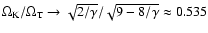 $\Omega_{\rm K} / \Omega_{\rm T}
\rightarrow \sqrt {2 / \gamma} / \sqrt {9 - 8/ \gamma} \approx 0.535$