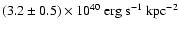 $(3.2\pm0.5)\times10^{40}\rm {~
erg~s^{-1}~kpc^{-2}}$