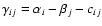 $\gamma _{ij}=\alpha _i-\beta _j-c_{ij}$