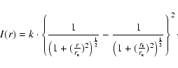 \begin{displaymath}I(r) = k \cdot \left\{ \frac{1}{ \left( 1+(\frac{r}{r_{\rm c}...
..._{\rm t}}{r_{\rm c}})^2 \right)^{\frac{1}{2}}} \right\}^2\cdot
\end{displaymath}