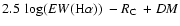 $2.5~\log(EW({\rm H}\alpha))~-R_{\rm C}~+DM$