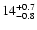 $\rm 14^{+0.7}_{-0.8}$