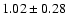 $1.02 \pm 0.28 $